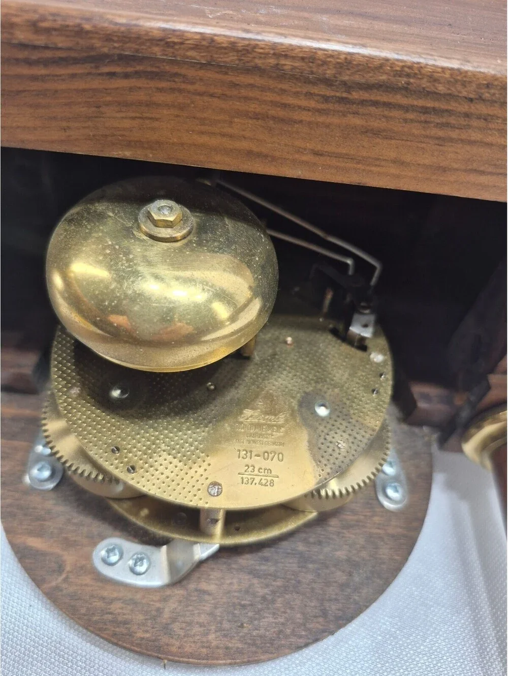 Vintage Ethan Allen wood manual clock